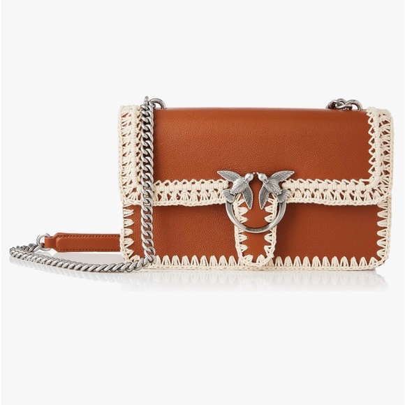 Pinko Love Classic Icon Stitched Shoulder Bag in Cognac - Picture 6 of 7